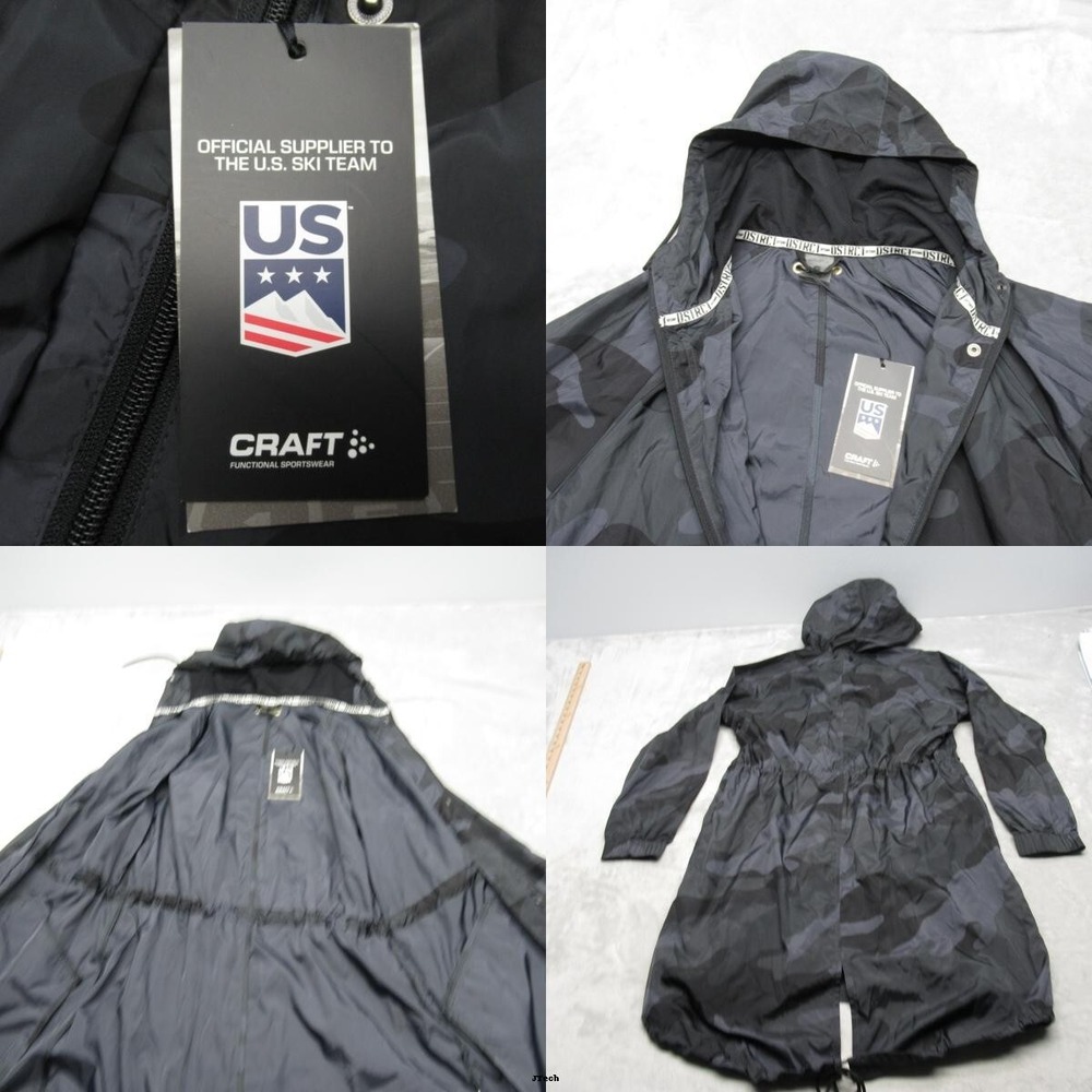 Craft US Olympic Spring Jacket Womens Medium Camo Hood Long District Parka Mesh